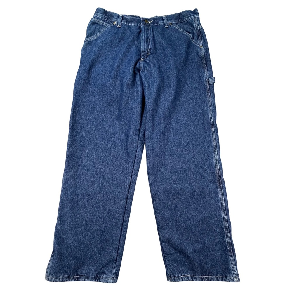 VTG Wrangler Fleece Lined Carpenter Jeans Mens 34x30 Blue Workwear‎ Gorpcore